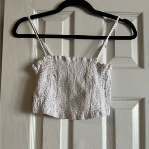 Abercrombie White Smocked Cropped Cami Tank Top